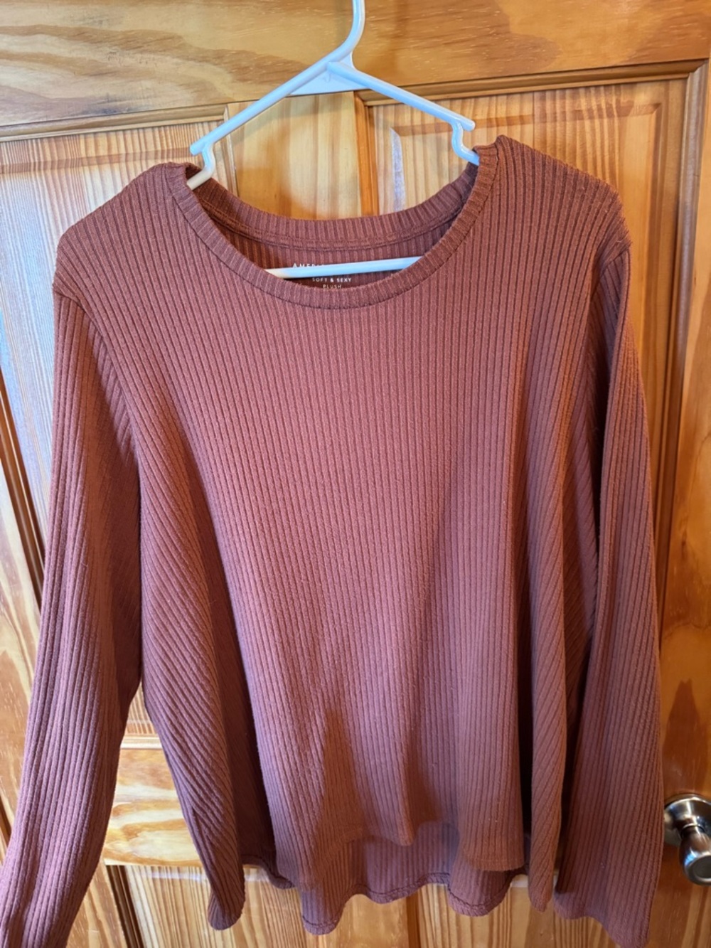 Burnt Orange Soft & Sexy Plush Long Sleeve American Eagle